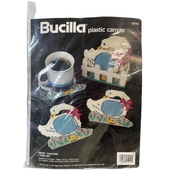 Bucilla Plastic Canvas Beverage Coasters Geese 7 Piece Set Kit 5949 - Picture 1 of 3